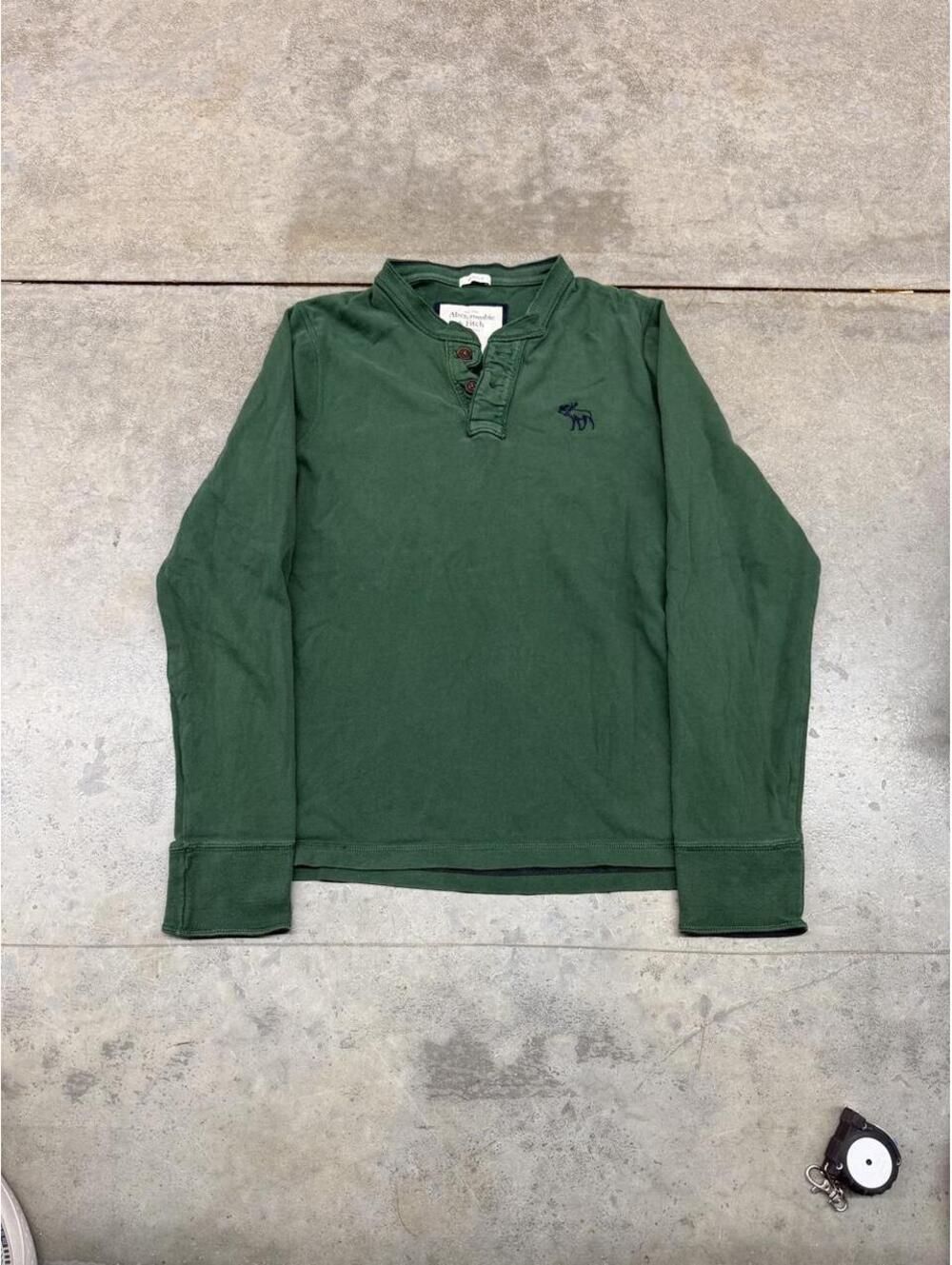 vintage abercrombie and fitch forst green moose henley shirt size medium